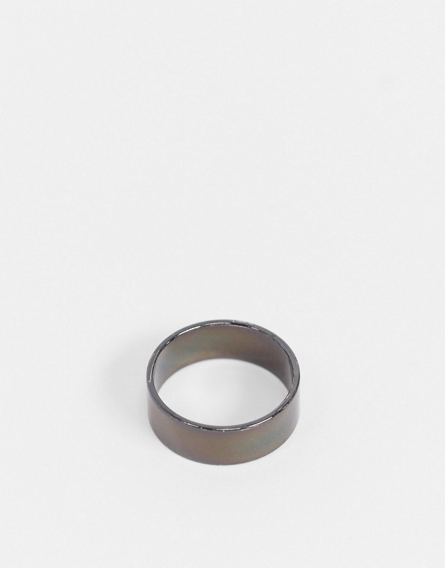 ASOS DESIGN – Mörkgrå ring-Silver
