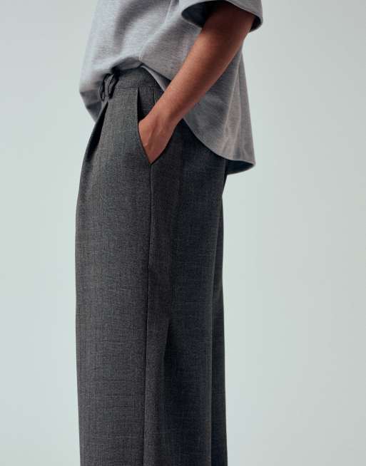 ASOS DESIGN – Mörkgrå, rutiga, figursydda byxor med låg midja, 5 av 5