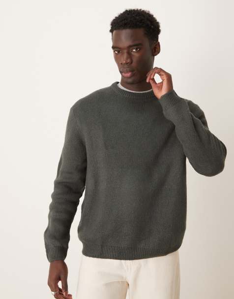 ASOS DESIGN – Mörkgrå, stickad tröja i oversize med borstad finish - view 1
