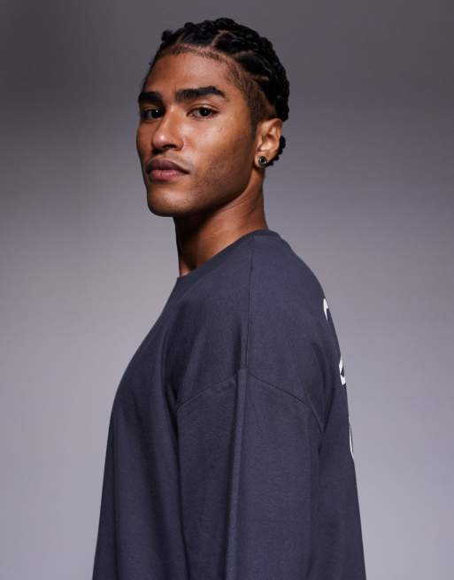 ASOS DESIGN – Mörkgrå t-shirt i oversize med mattryck, 4 av 5