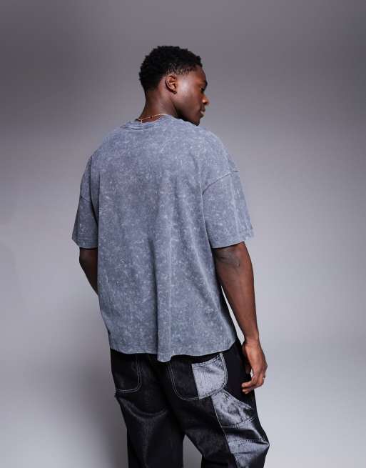 ASOS DESIGN – Mörkgrå t-shirt i oversize med sänkt axelsöm och tvättad finish, 2 av 4