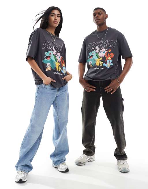 ASOS DESIGN – Mörkgrå t-shirt i unisex-modell och oversize med licenserat Pokémon-tryck, 2 av 4