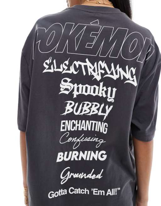 ASOS DESIGN – Mörkgrå t-shirt i unisex-modell och oversize med licenserat Pokémon-tryck, 3 av 4