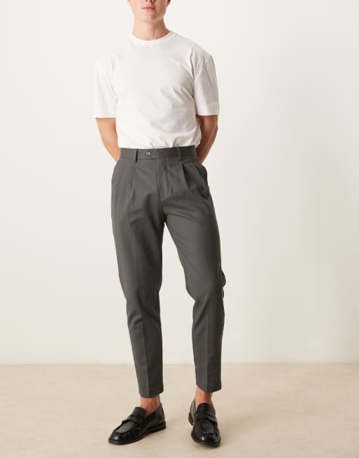 ASOS DESIGN – Mörkgrå, uppklädda chinos i bomull med smal passform
