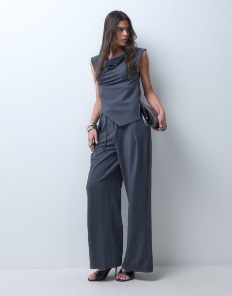ASOS DESIGN – Mörkgrått, åtsmitande set i twill - view 1