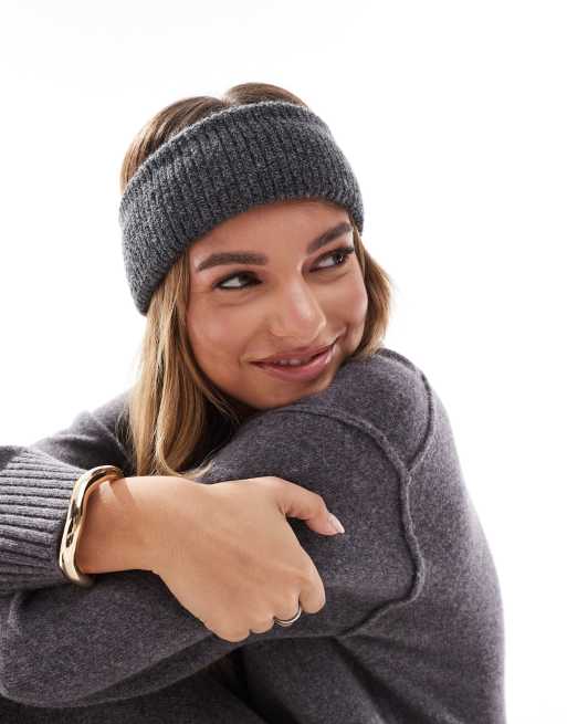 ASOS DESIGN – Mörkgrått, ribbstickat pannband, 3 av 4