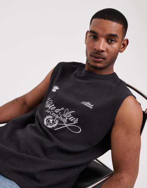 ASOS DESIGN – Mörkgrått, våfflat linne i oversize med fotbollstryck - view 1