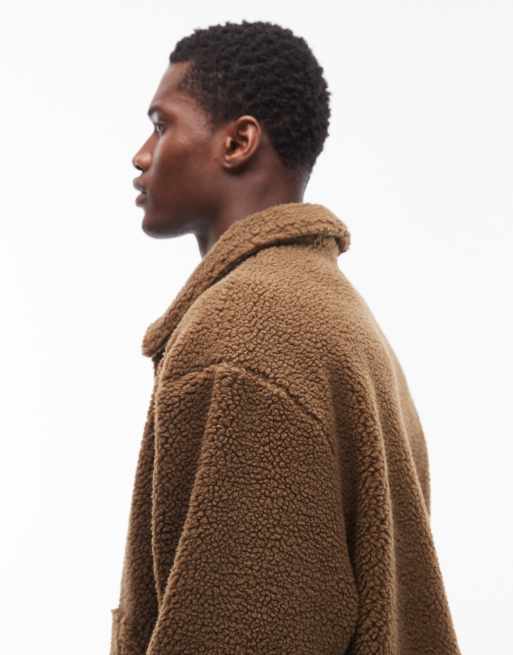 ASOS DESIGN – Mörkgrön, avslappnad harrington-jacka i teddy, 4 av 5