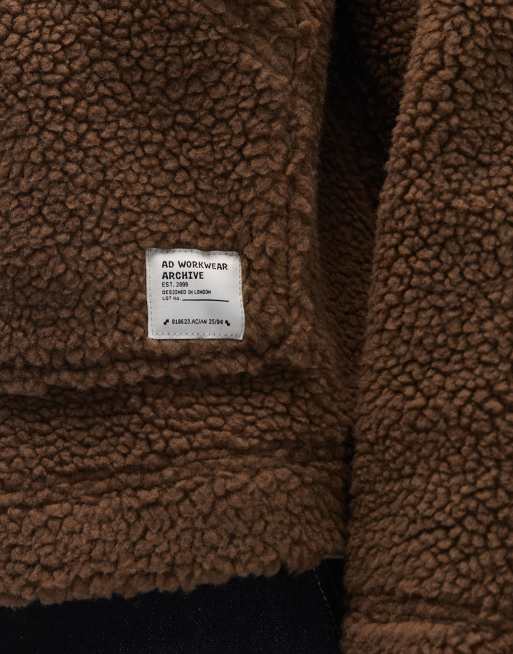 ASOS DESIGN – Mörkgrön, avslappnad harrington-jacka i teddy, 5 av 5
