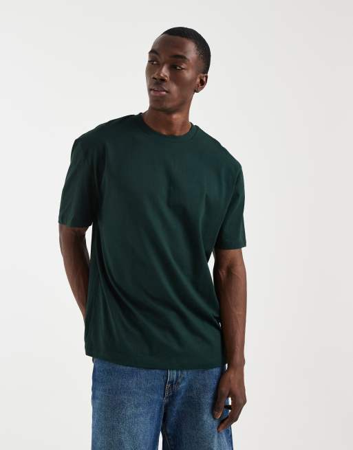 ASOS DESIGN – Mörkgrön, avslappnad t-shirt med Cafétryck, 4 av 5