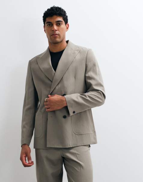 ASOS DESIGN – Mörkgrön, dubbelknäppt kavaj i regular fit, del av kostym - view 1
