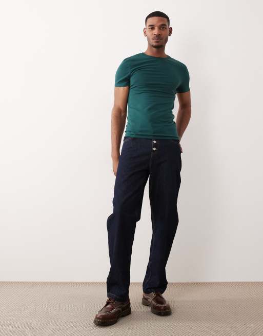 ASOS DESIGN – Mörkgrön, enkel t-shirt i muscle fit, 2 av 5