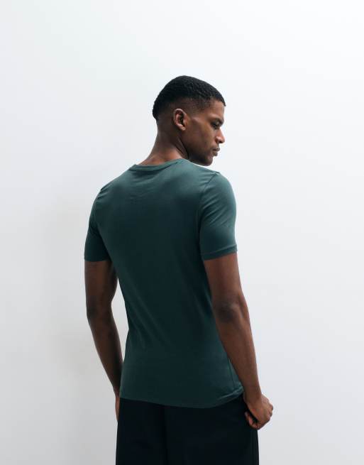 ASOS DESIGN – Mörkgrön, enkel t-shirt i muscle fit, 4 av 5