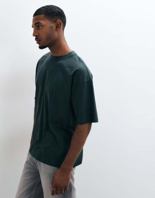 ASOS DESIGN – Mörkgrön, enkel t-shirt i oversize, 3 av 5