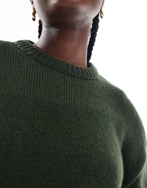 ASOS DESIGN – Mörkgrön, grovstickad tröja, 3 av 4
