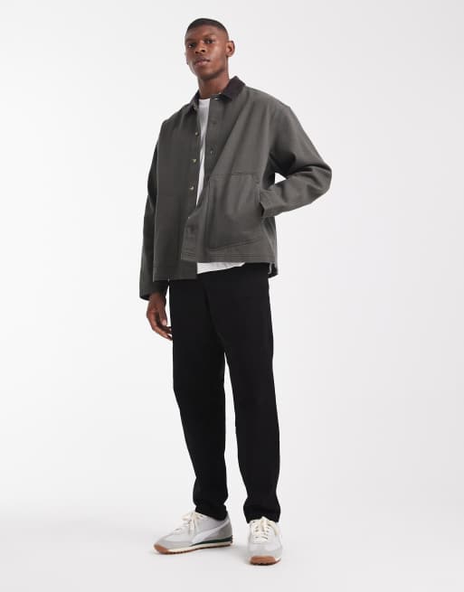 ASOS DESIGN – Mörkgrön skjorta i twill och oversize med manchesterkrage, 2 av 5