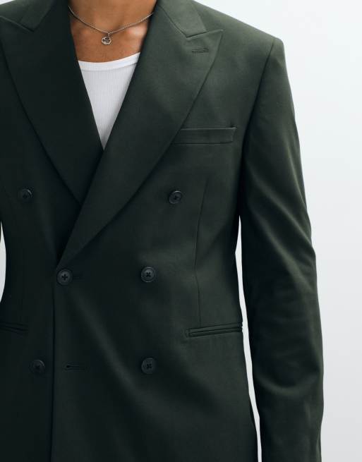 ASOS DESIGN – Mörkgrön, smal, dubbelknäppt kavaj, del av kostym, 3 av 5