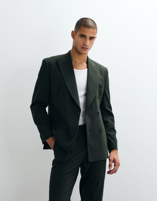 ASOS DESIGN – Mörkgrön, smal, dubbelknäppt kavaj, del av kostym, 4 av 5