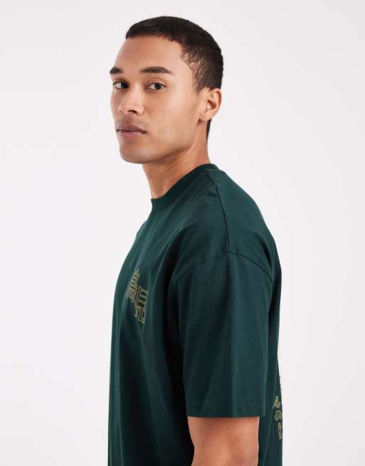 ASOS DESIGN – Mörkgrön t-shirt i oversize med souvenirtryck, 4 av 5