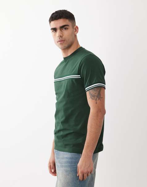 ASOS DESIGN – Mörkgrön t-shirt i regular fit med kontrasterande detaljer - view 1