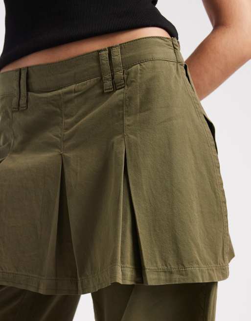 ASOS DESIGN – Mörkgröna byxor med barrelben och plisserad kjol, 5 av 5