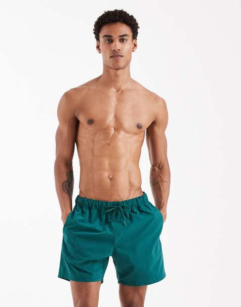 ASOS DESIGN – Mörkgröna, halvlånga badshorts - view 1