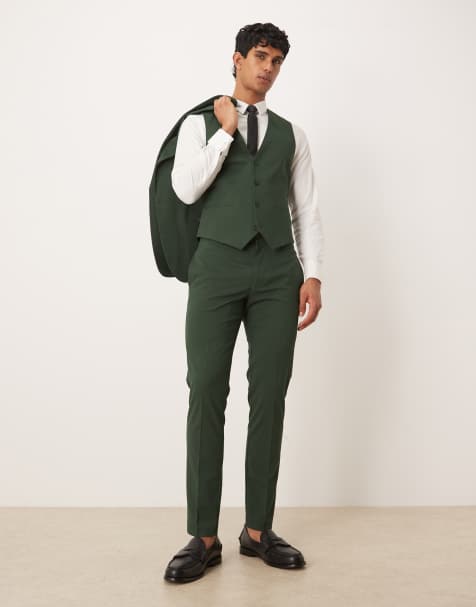 ASOS DESIGN – Mörkgröna smala kostymbyxor - view 1