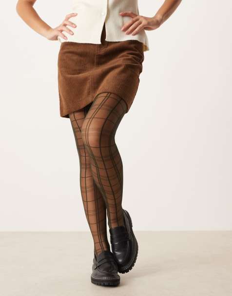 ASOS DESIGN – Mörkgröna tights med rutig design - view 1