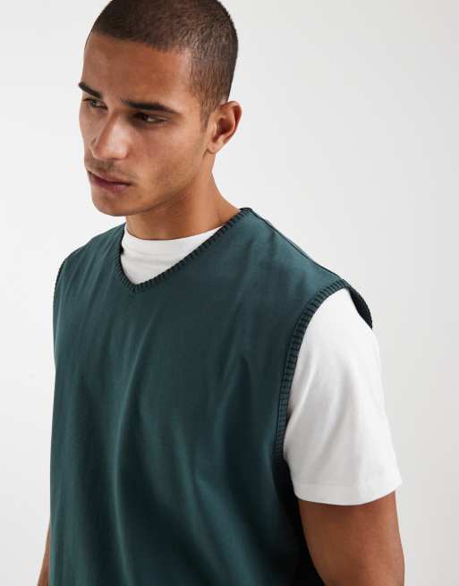 ASOS DESIGN – Mörkgrönt, kraftigt linne i oversize med boxig passform och kontrastsömmar, 5 av 5
