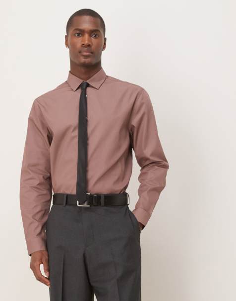 ASOS DESIGN – Mörkrosa, formell skjorta i regular fit och lättstruken poplin - view 1