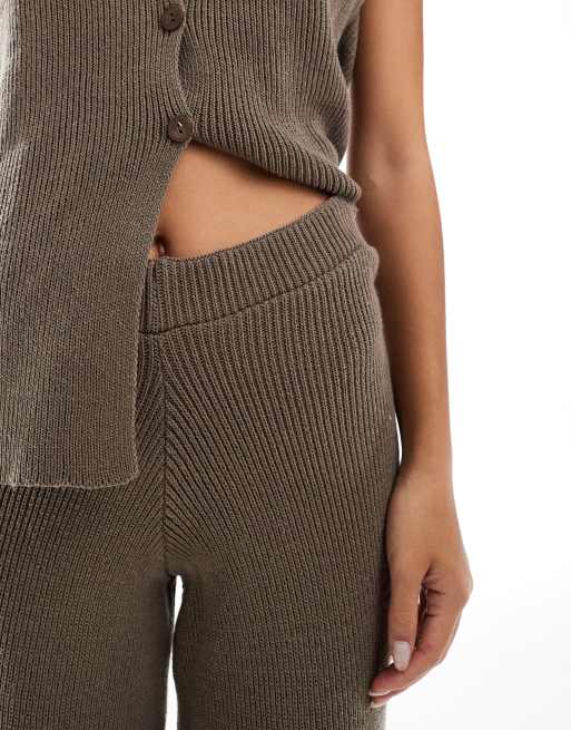 ASOS DESIGN – Mörkt brungrå, stickade byxor med vida ben, del av set, 5 av 5