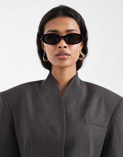 ASOS DESIGN – Mörkt chokladbrun, melerad kavaj med hög krage och omlottdesign, 2 av 4