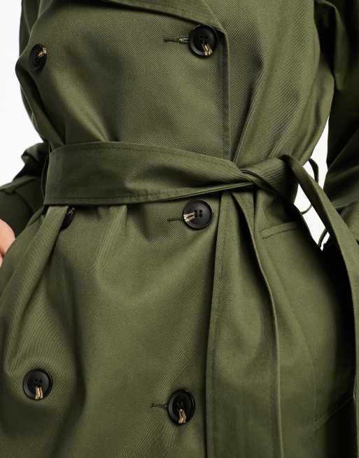 ASOS DESIGN – Mörkt kakifärgad trenchcoat i lång modell, 3 av 4