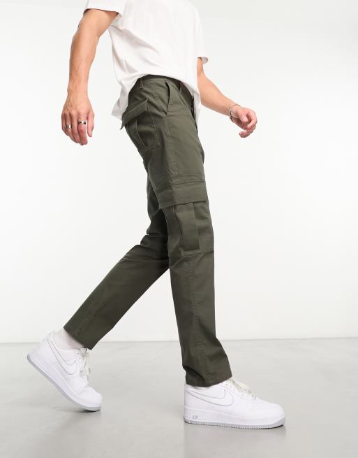 ASOS DESIGN – Mörkt kakifärgade smala cargobyxor