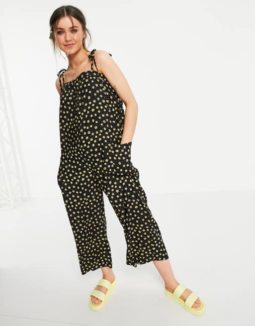 ASOS DESIGN Mörkt småmönstrad jumpsuit i minimalistisk design med