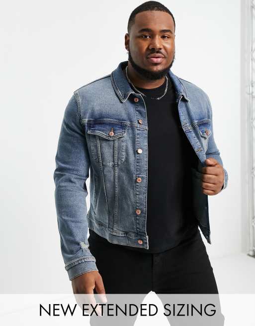 ASOS DESIGN – Mörktvättad jeansjacka i vintagestil med extra smal passform