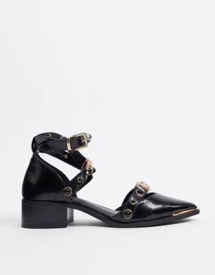 black embellished flat shoes