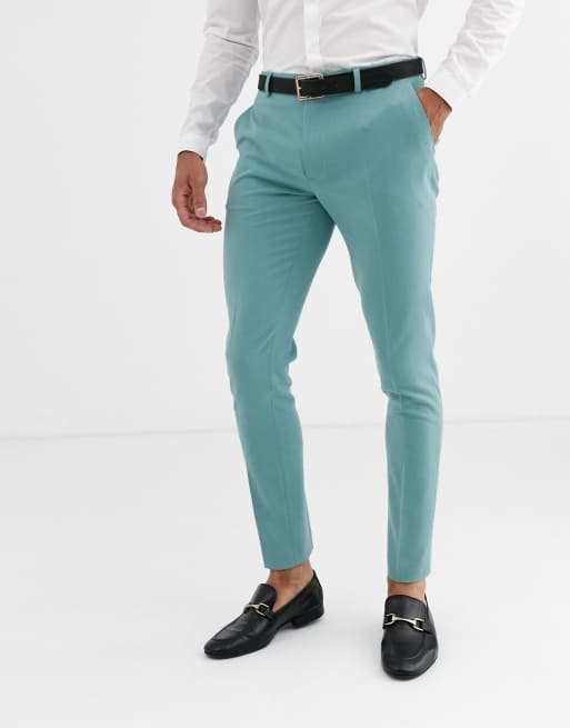 ASOS DESIGN – Morskie spodnie garniturowe o bardzo obcisłym kroju