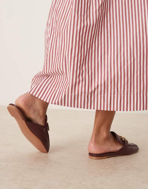 ASOS DESIGN – Mosaic – Flache Loafer-Mules mit gewebtem Obermaterial in Burgunderrot, 3 von 4