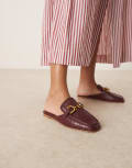 [ASOS DESIGN] ASOS DESIGN Mosaic flat loafer mules in burgundy weave-Red 2 BURGUNDY WEAVE