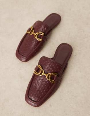 Asos Design Mosaic Flat Loafer Mules In Red