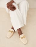 [ASOS DESIGN] ASOS DESIGN Mosaic flat loafer mules in natural fabrication-Neutral 3 Natural fab