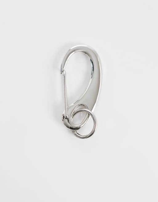 ASOS DESIGN - Moschettone curvo colore argento spazzolato
