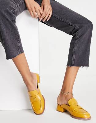 Asos Design Moscow Loafer Mules In Mustard-yellow In Yellow