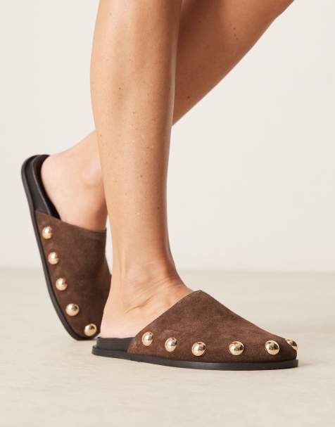 ASOS DESIGN - Motion - Flade og brune mules i ruskind - view 1