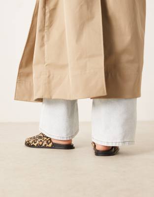Asos Design Motion Leather Flat Mules In Multi