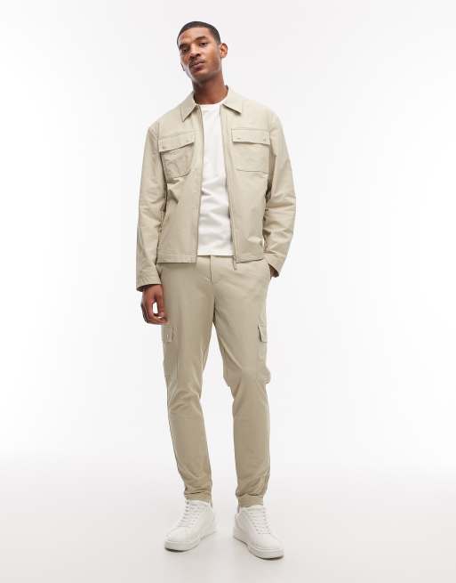 ASOS DESIGN – MotionMAX™ – Beige, avsmalnande cargobyxor med fyrvägsstretch, del av set, 3 av 7