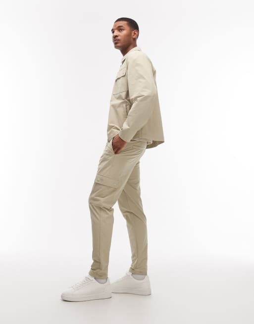 ASOS DESIGN – MotionMAX™ – Beige, avsmalnande cargobyxor med fyrvägsstretch, del av set, 5 av 7