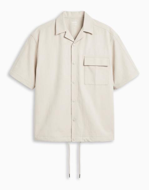 ASOS DESIGN – motionMAX™ – Beżowa koszula oversize z czterokierunkowym stretchem - view 1