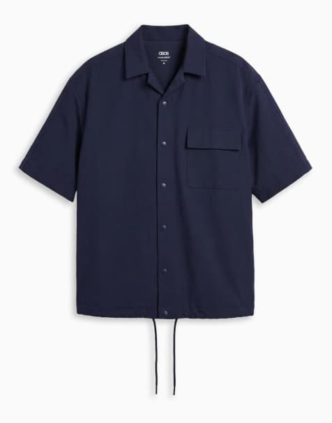 ASOS DESIGN - MotionMAX™ - Chemise oversize en tissu stretch multidirectionnel - Bleu marine - view 1